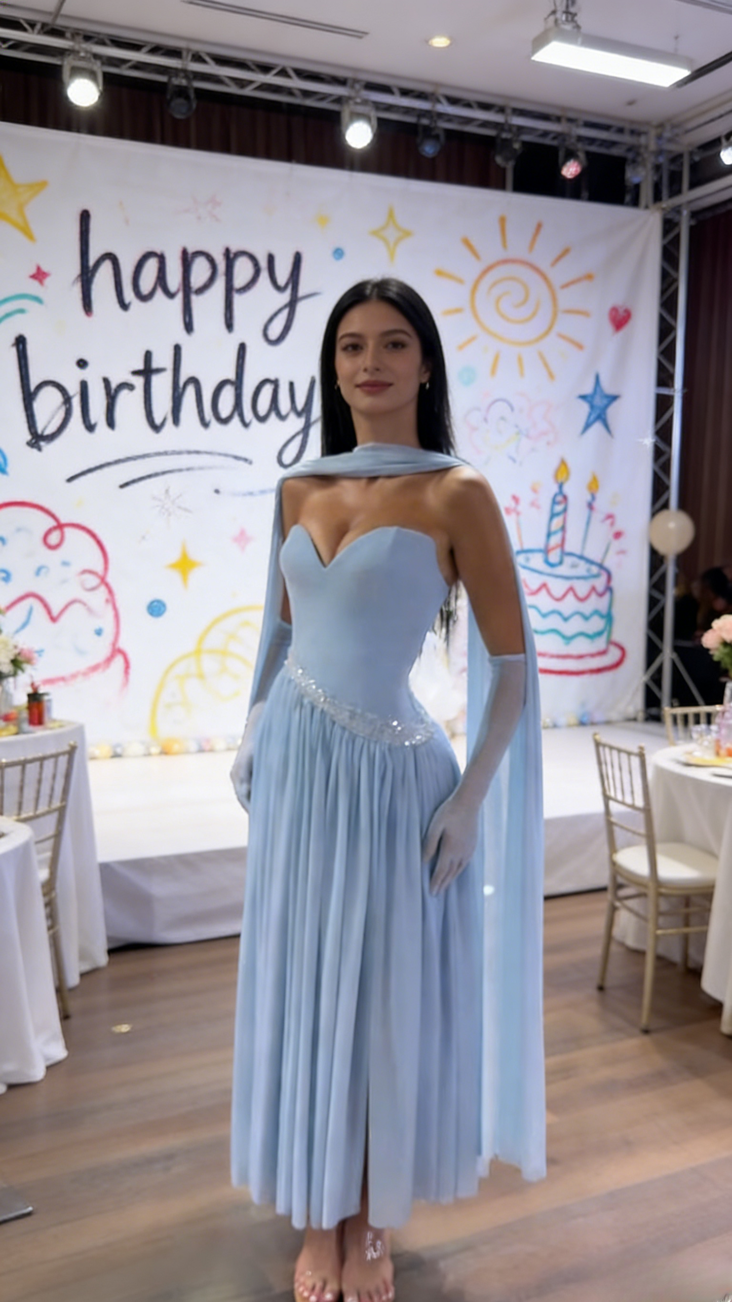 Elegant Blue Prom Dress Sweetheart Sheath Bridesmaid Dress Chiffon Sleeveless Evening Dress ED06803