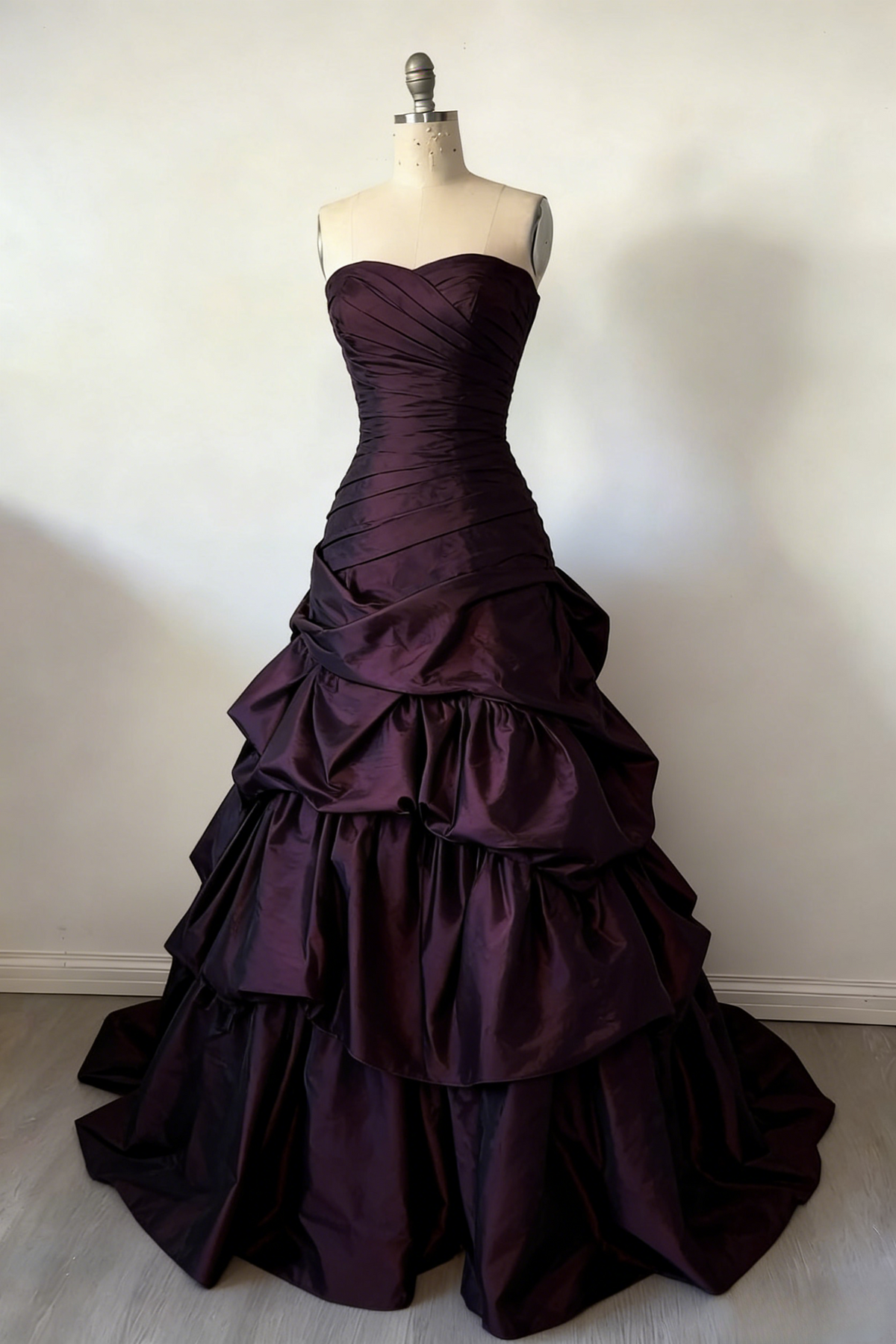 Gorgeous A-Line Purple Prom Dress Satin Strapless Evening Dress ED06852