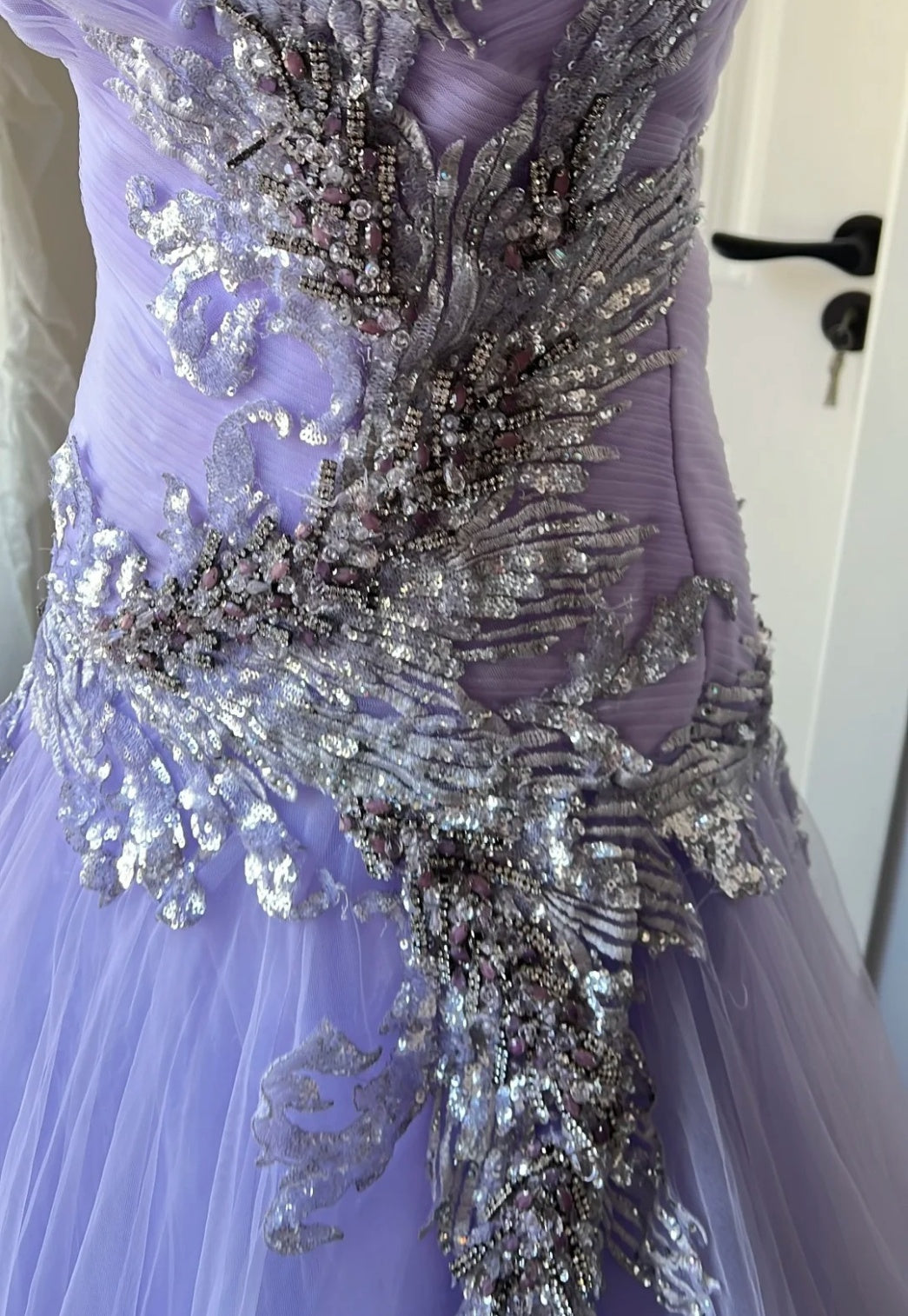 Gorgeous Sheath Purple Prom Dress Tulle Strapless Evening Dress ED06856