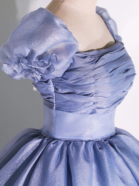 Blue Tulle Long Prom Dress, Tulle Blue Sweet 16 Dress ED0718