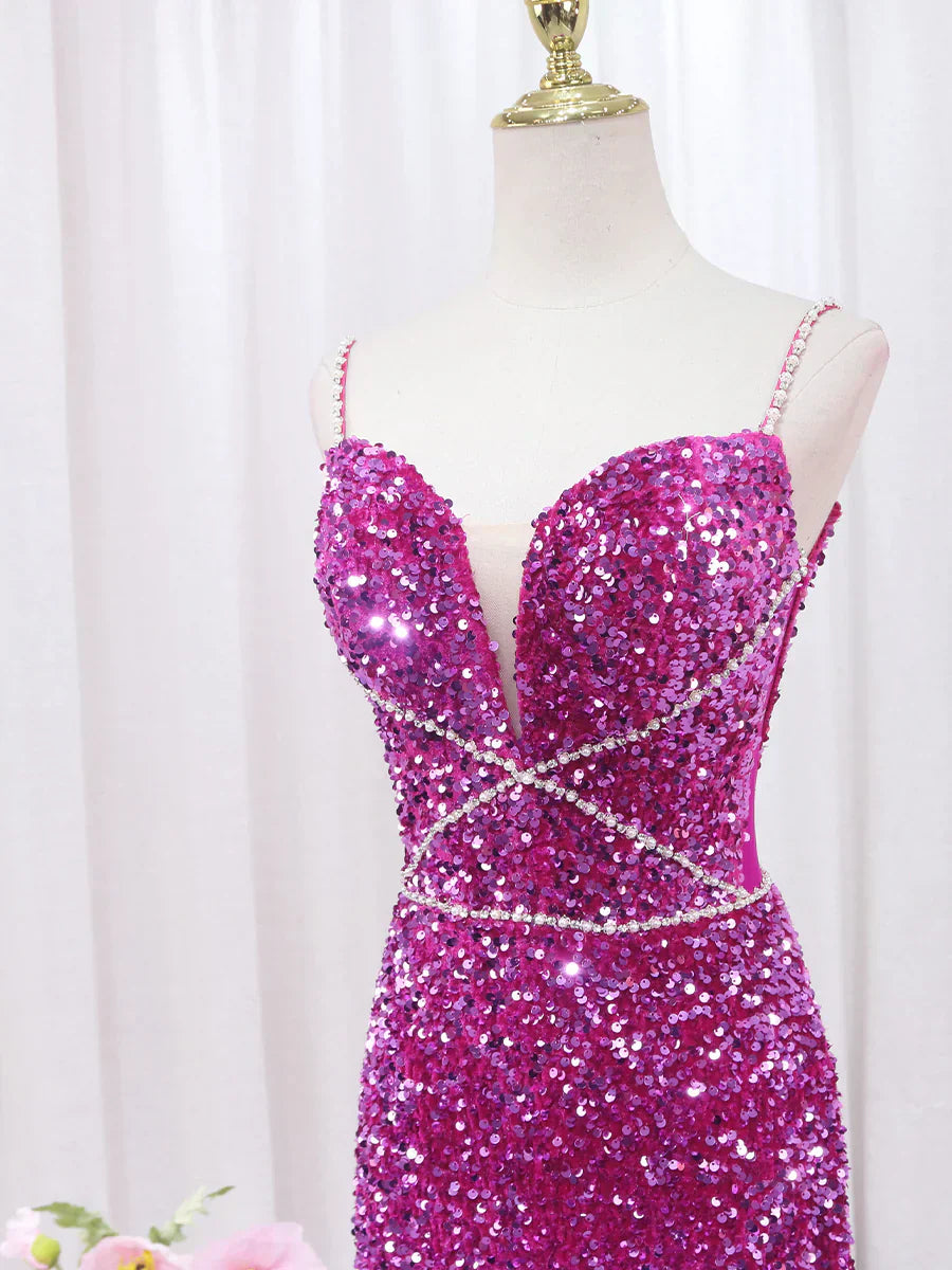 Mermaid Sequin Long Prom Dress, Sequin Long Evening Dress HZ1024