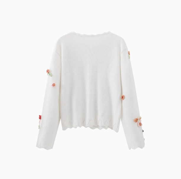 3D Flower Long Sleeve Cardigan Sweater HZ1024