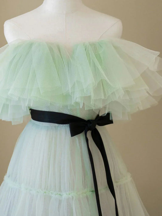 Aline Long Prom Dresses, Off Shoulder Formal Long Green Evening Graduation Dresses HZ1024