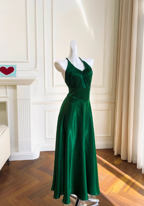 A-line V-neck Satin Short Formal Dress, Green Homecoming Dress HZ1024