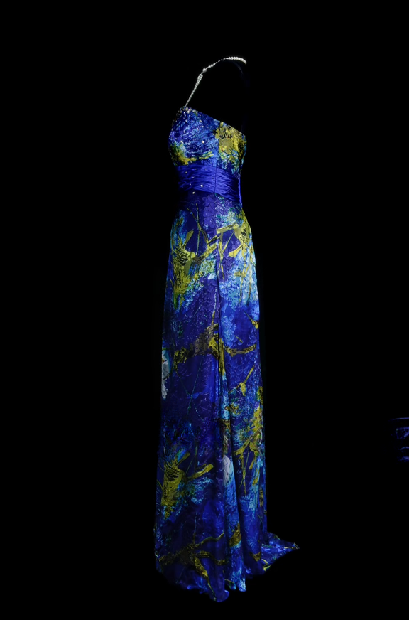 Vintage Strapless Sheath Long Prom Dresses Sleeveless Blue Birthday Dresses Chiffon Blue Evening Dresses EP05691