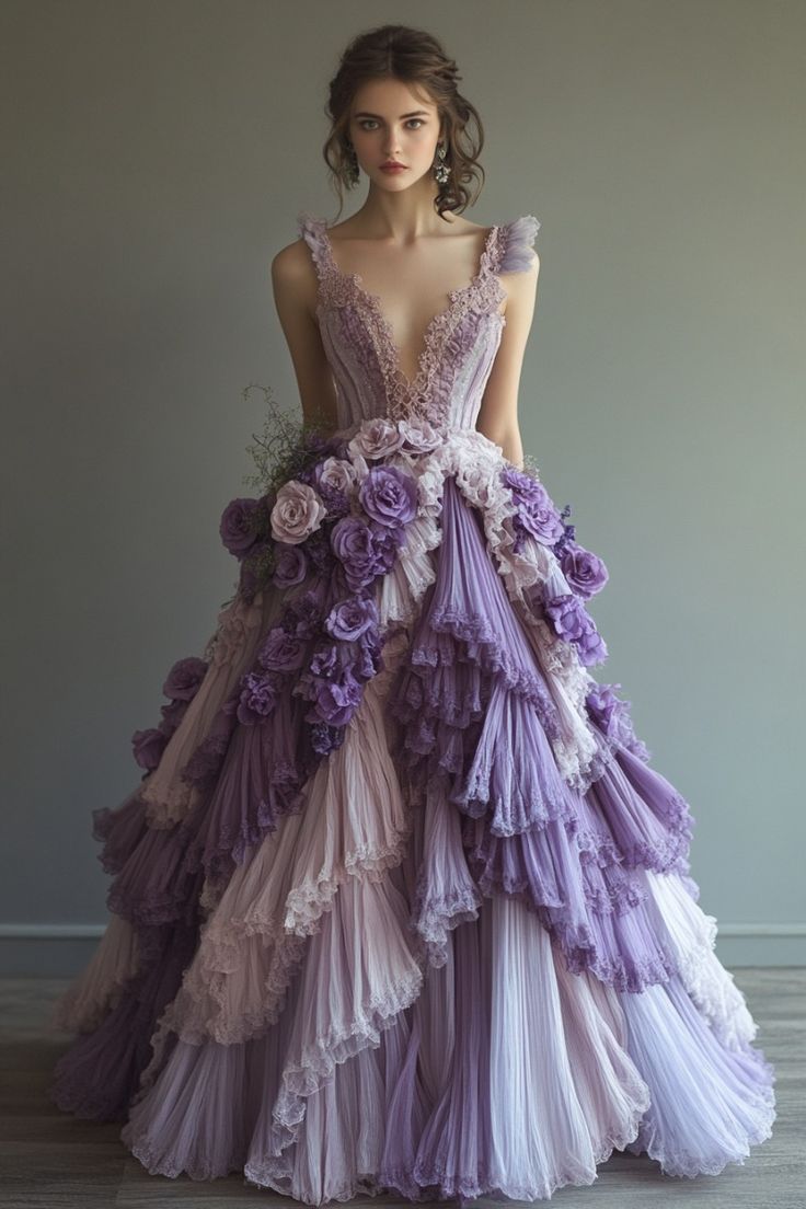 Cute Purple Ball Gown Long Prom Dresses Lace V-neck Birthday Dresses Sleeveless Sweet 16 Dresses EP06002