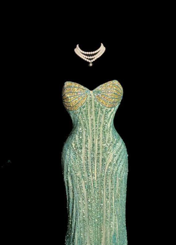 Elegant Sweetheart neck Mermaid Green Long Prom Dresses Chiffon Baeded Sequins Green Evening Dresses EP5186