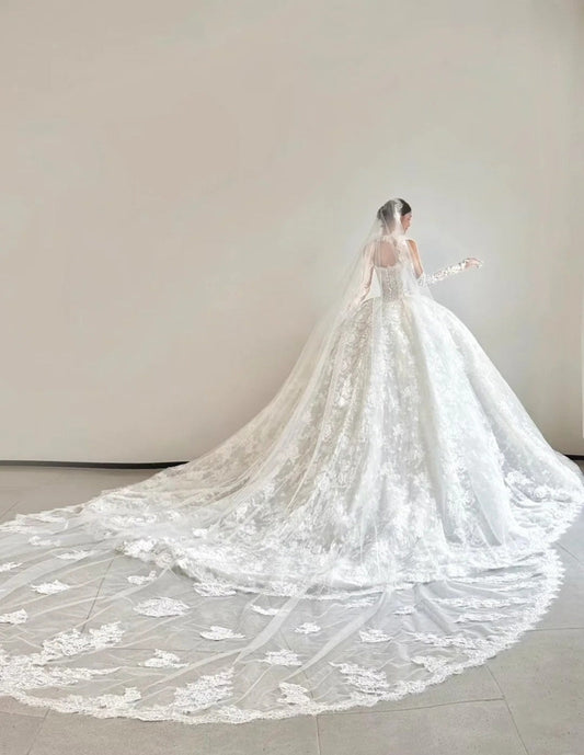 Sweetheart Applique Ball Gown White Luxury Wedding Dresses Elegant Lace Bridal Gowns EW022