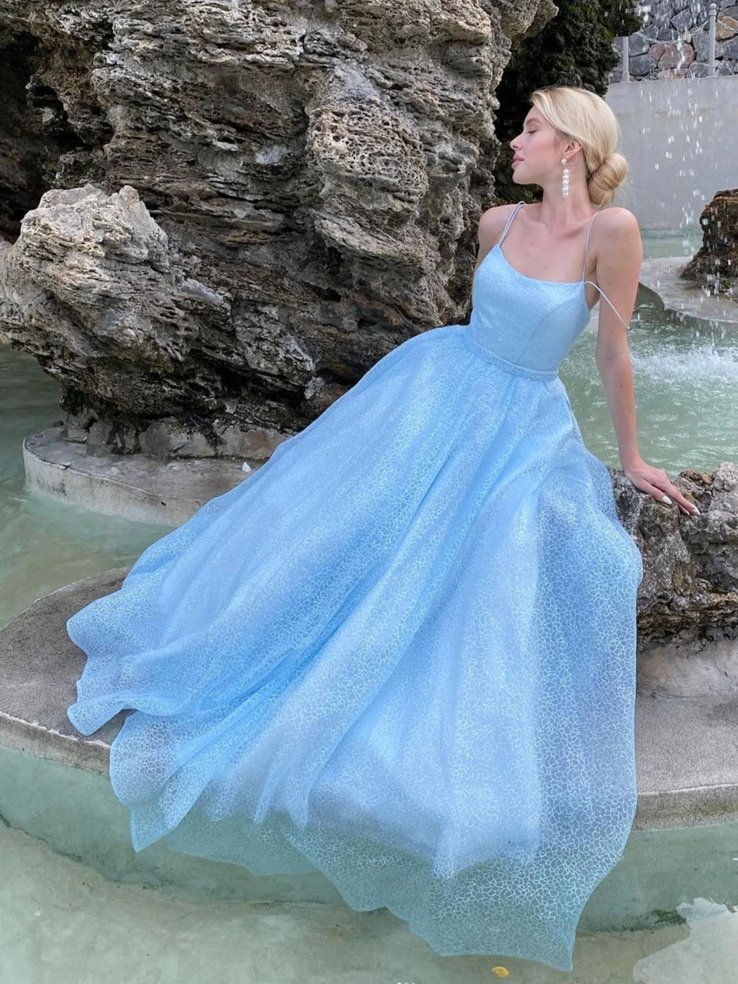 Charming Light Blue Long Prom Dress SH844