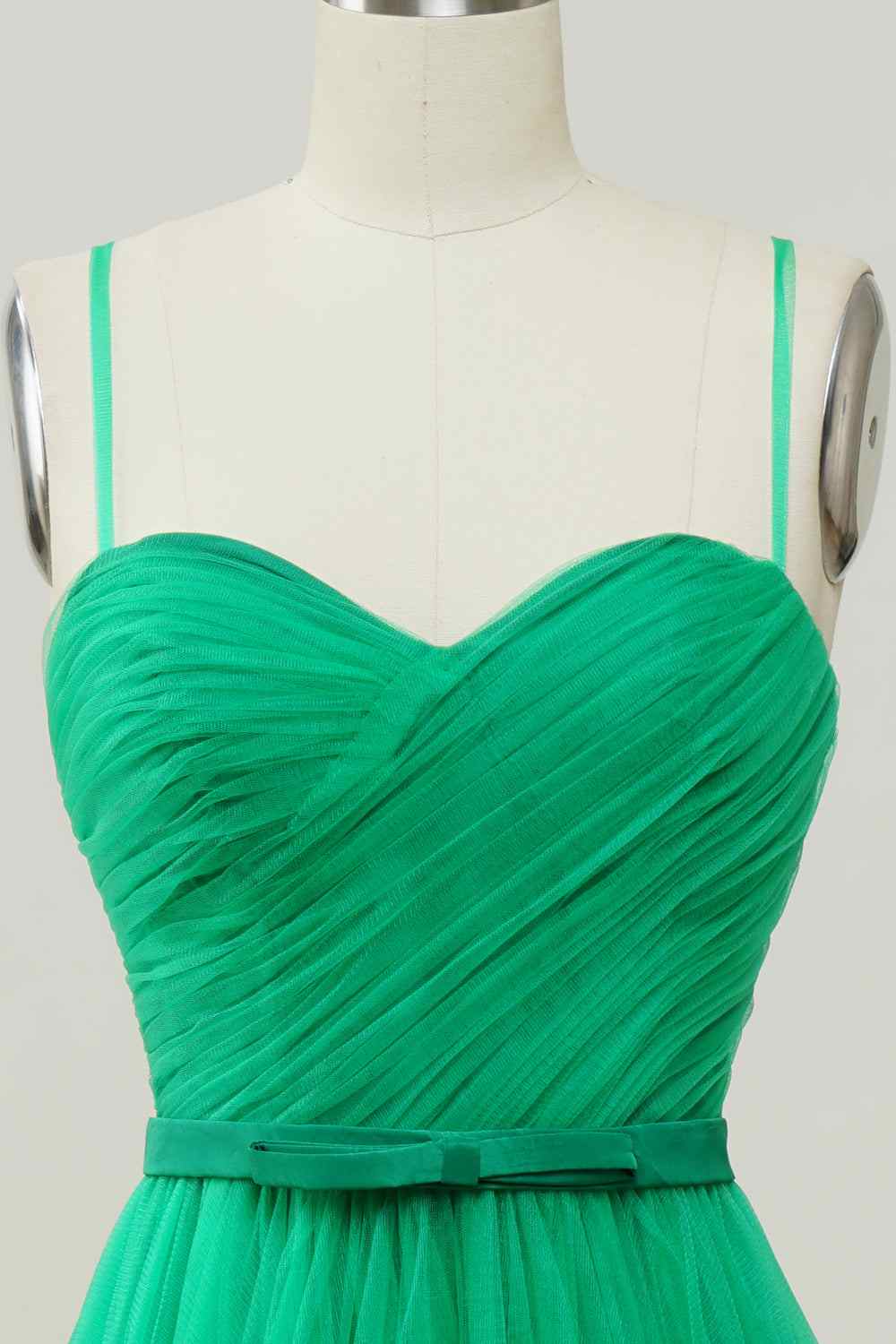 Green A-line Sweetheart Sleeveless Tulle Midi Party Prom Dress