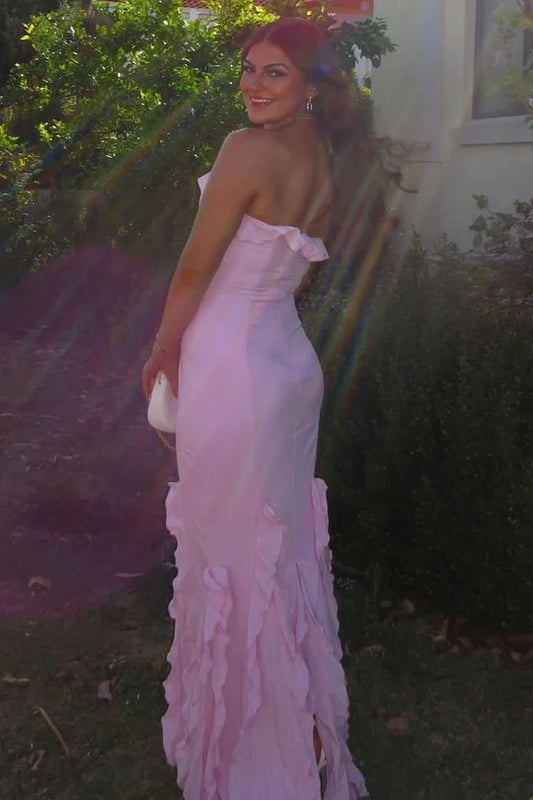High Neck Sleeveless Empire Ruffle Party Prom Dress