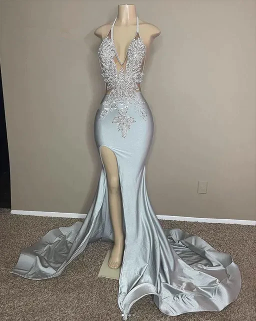 Sexy Halter Mermaid Prom Dresses For Black Girls SH832