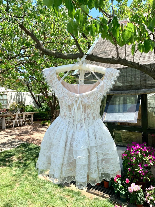 Cute Sleeveless Lace Fold Tiered Short Prom Dress Homecoming Dress Sweet 16 Dress D1779