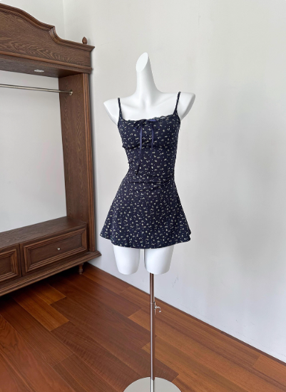 Cute A Line Stpaghetti Straps Lace Floral Summer Seaside Dress Women Date Dress D1903