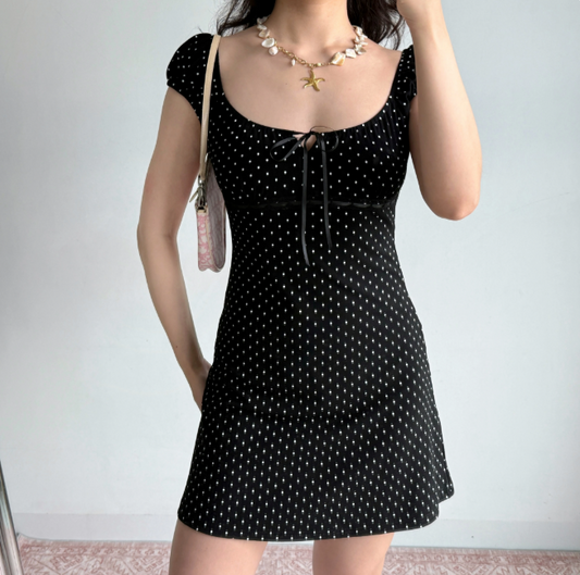 Casual A Line Puffed Sleeves Short Skirt Women Teeage Girl Summer Dress D2208