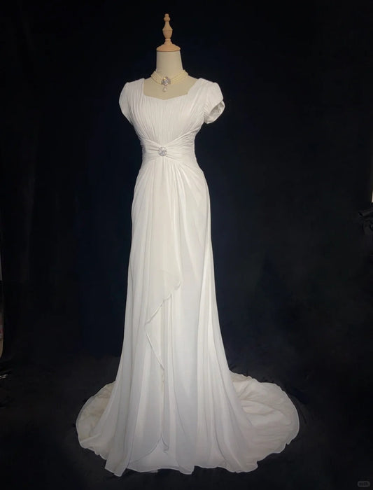 Charming Prom Dress Square Neck Pleated Gala Dress Evening Dress Business Dinner Dress Prom Gown D2327
