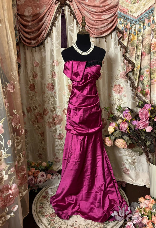 Charming Prom Dress Strapless Pleated Long Prom Gown Evening Dress Gala Dress Business Dinner Dress D2384