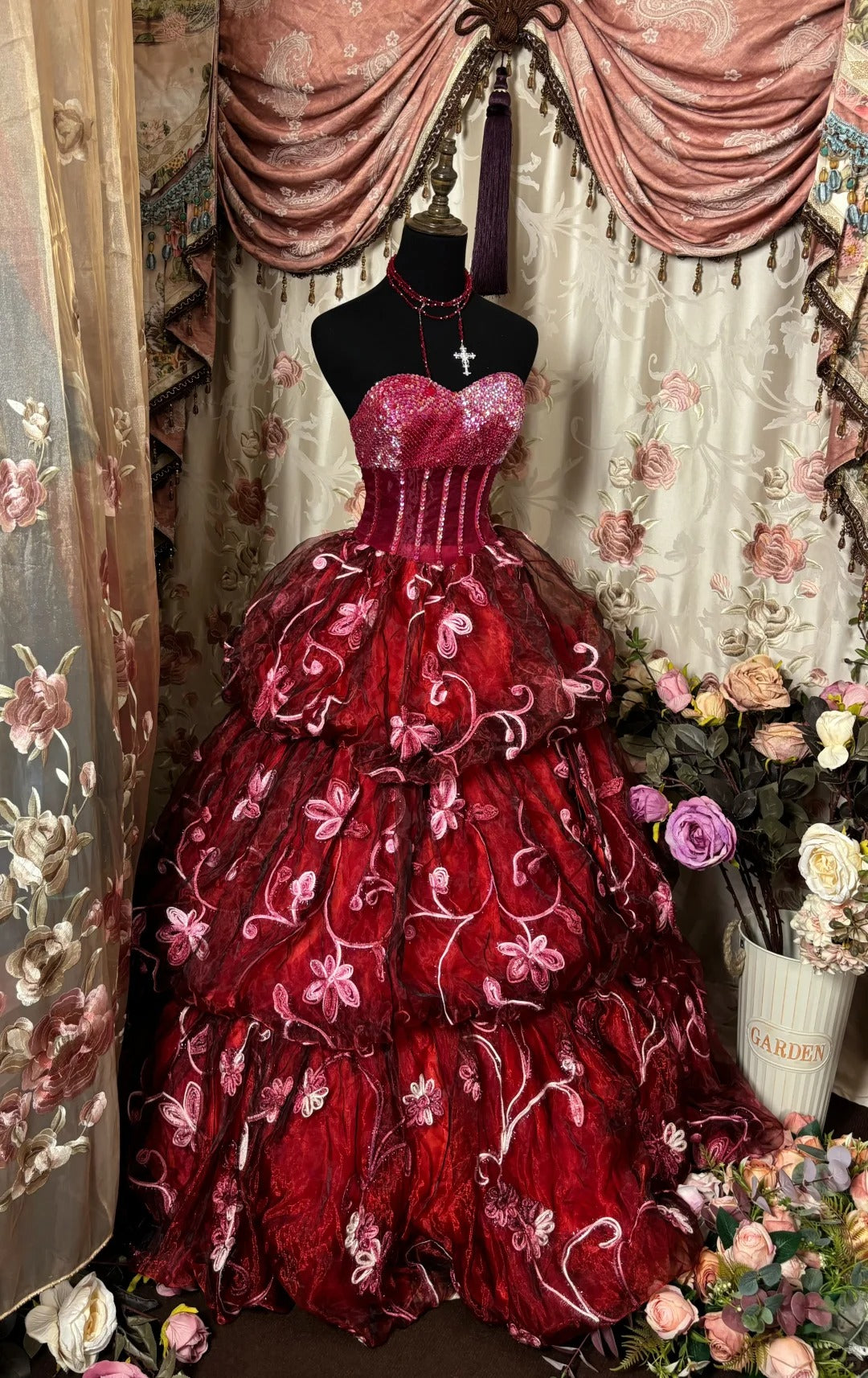 Charming Prom Dress Sweetheart Flower Ball Gown Evening Dress Birthday Party Dress D2397