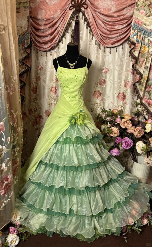 Cute Prom Dress Spaghetti Straps Pleated Tulle Ball Gown Evening Dress Birthday Party Dress D2402