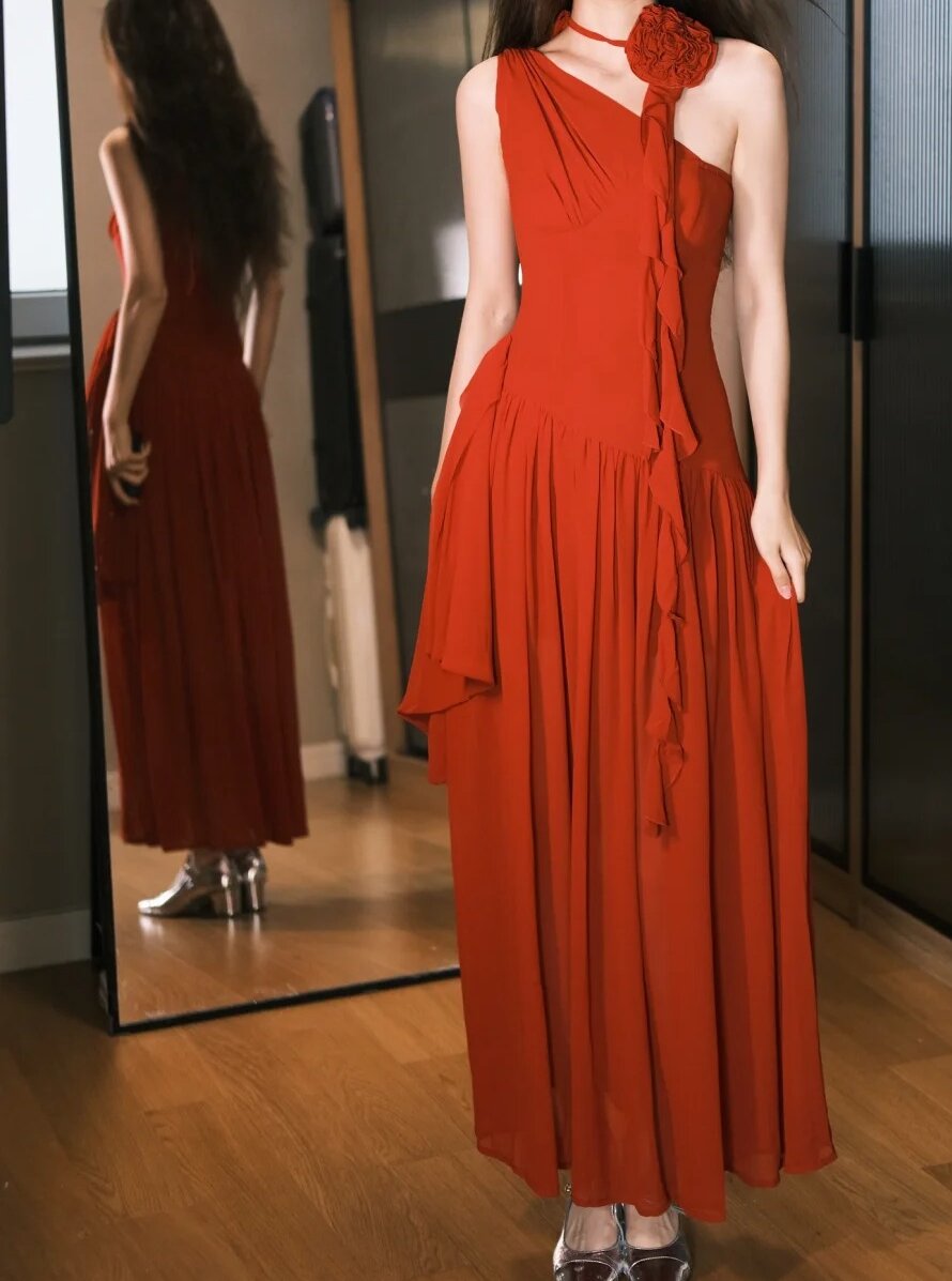 Beauty Prom Dress One Shoulder Pleated Prom Dress Evening Dress Gala Dress D2553