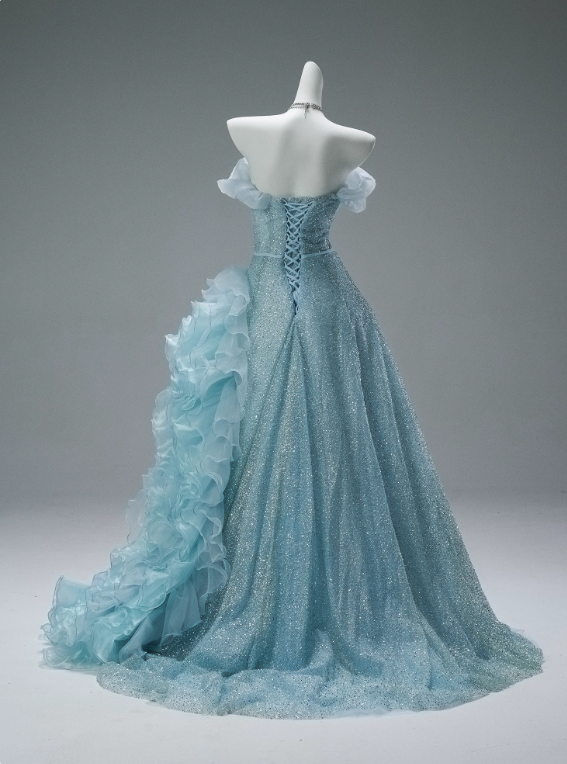 Charming Prom Dress A Line Strapless Ruffle Prom Gown Evening Dresses Masquerade Ball Sweet 16 Dress D2653