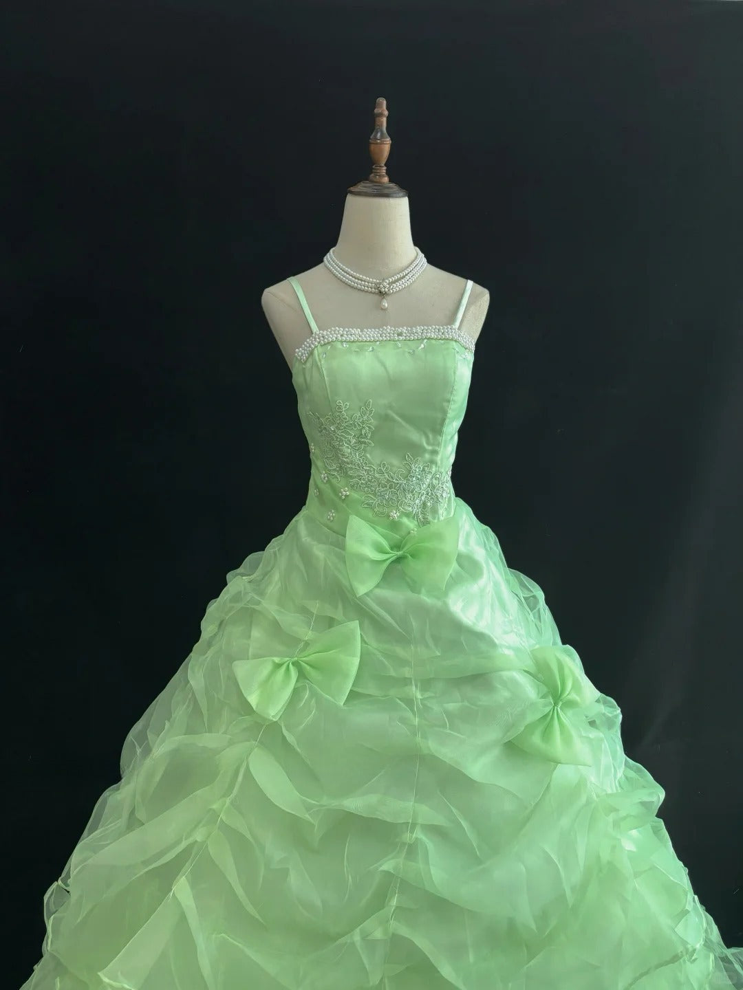 Cute Ball Gown Spaghetti Straps Pleated Tulle Evening Dress Quinceanera Dress Prom Dress D2722