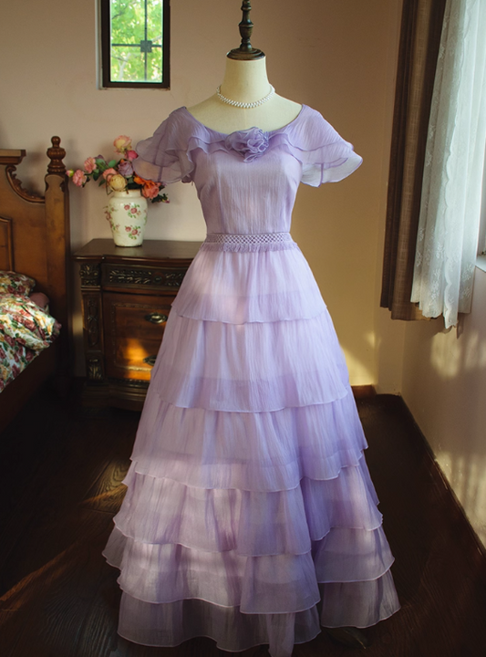 Beauty Prom Dress A Line Crew Neck Tiered Birthday Party Dress Evening Dress Gala Dress D2813