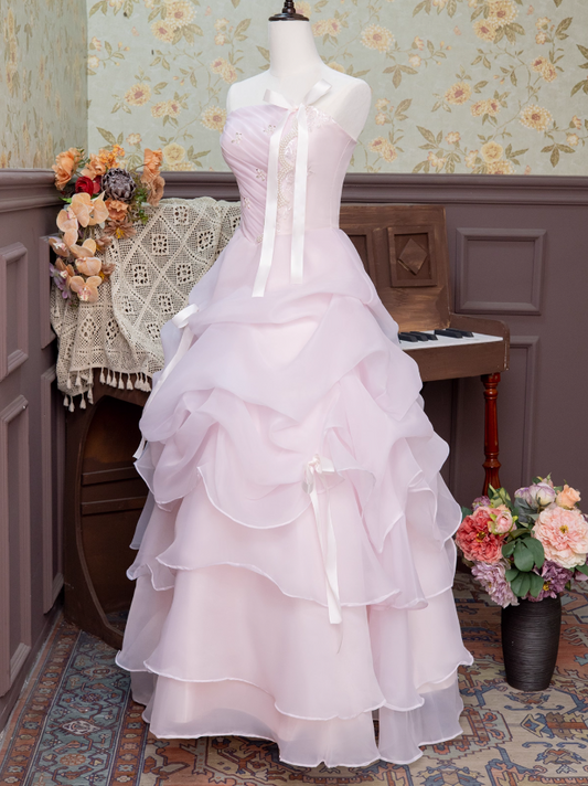 Cute Prom Dress Strapless Pleated Ball Gown Sweet 16 Dress Princess Dresses Evening Dress D2940