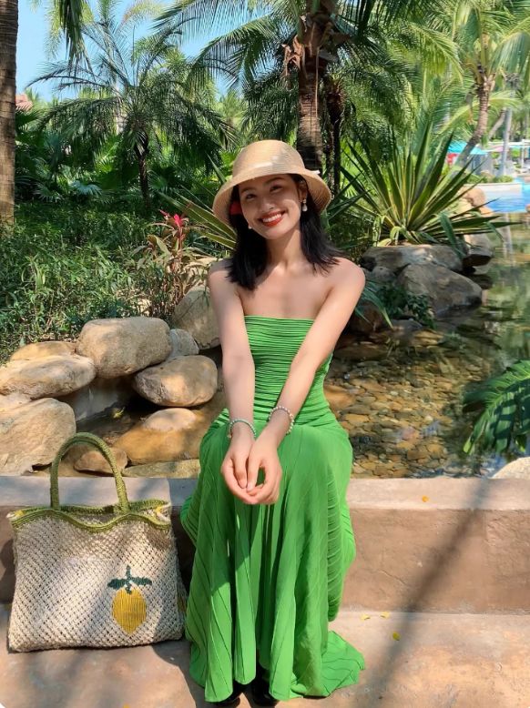 Charming Women Dress Green Strapless Pleated Summer Date Dress Seaside Party Dress D2959