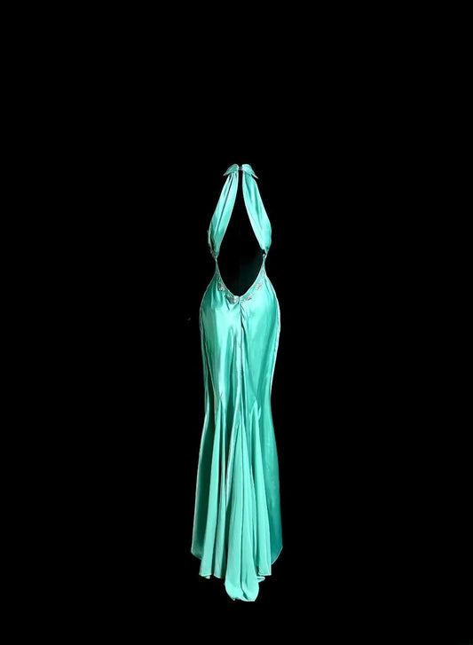 Beauty Prom Dress Halter Pleated Long Mermaid Prom Dress Evening Dress Party Dress D3180