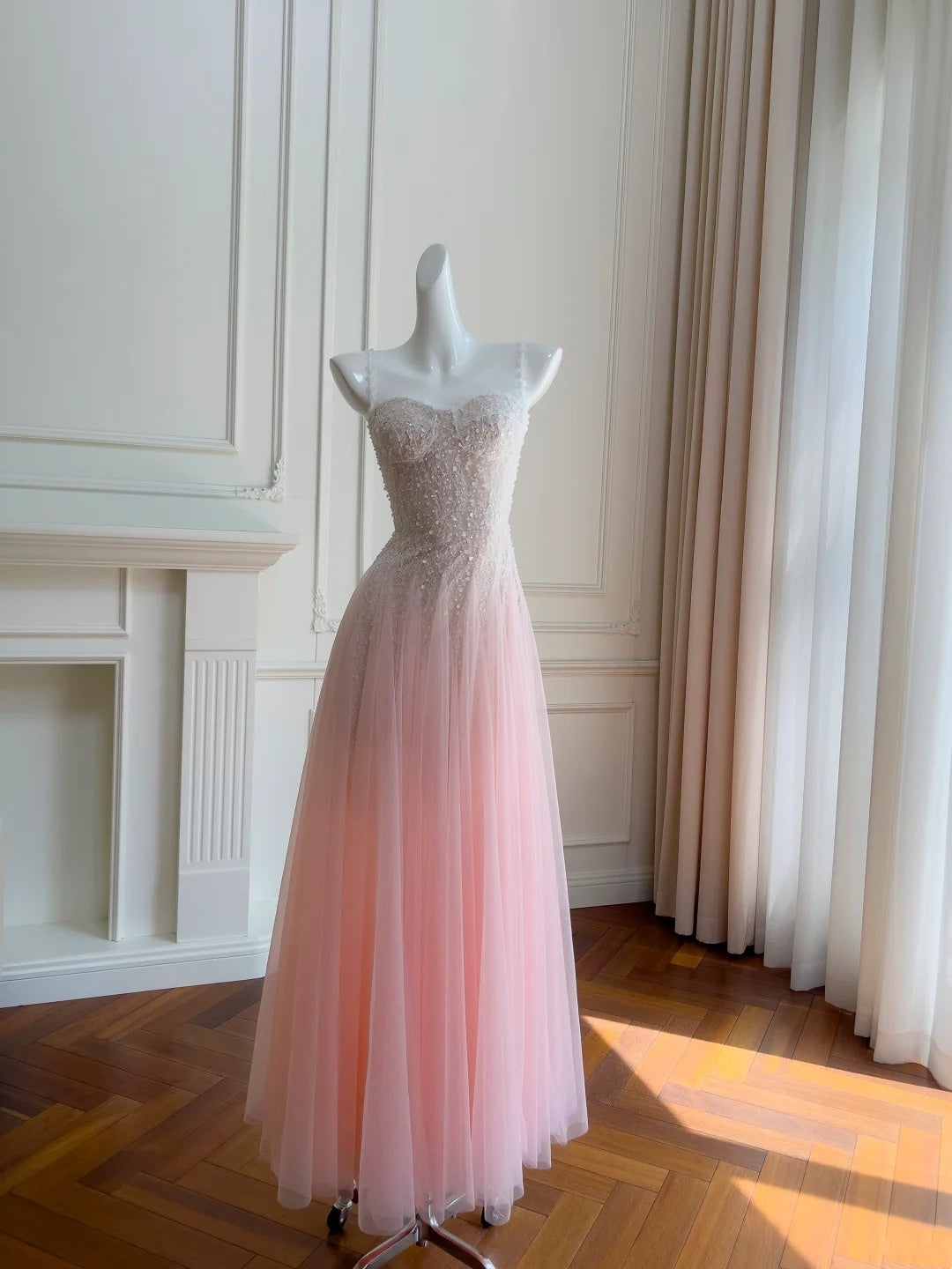 Charming Prom Dress Spaghetti Straps Pleated Tulle Long Cocktail Gown Birthday Party Outfits D3272
