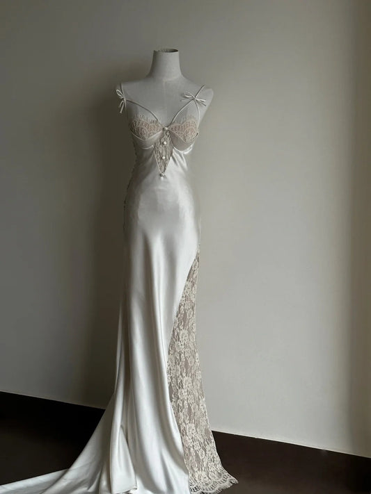 Charming Prom Dress Spaghetti Straps Lace Evening Dress Gala Dress D3354