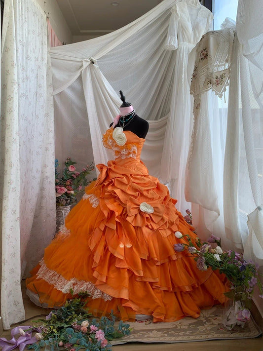 Charming Prom Dress Strapsless Pleated Tulle Ball Gown Evening Dress Quinceanera Dress D3440
