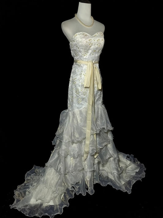 Charming Wedding Dress Sweetheart Ruffle Tiered Mermaid Wedding Dress D3436
