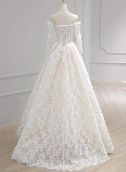 Charming Wedding Dress Off Shoulder Lace Wedding Dress D3630