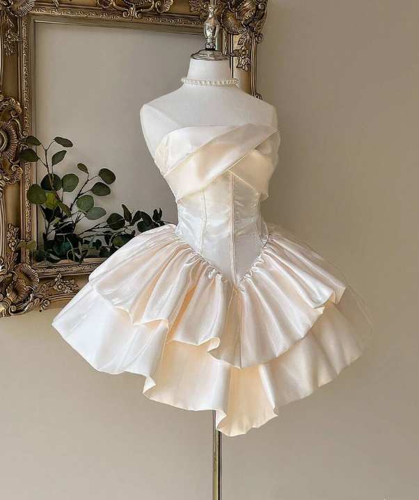 Beauty Homecoming Dress Strapless Pleated Short Prom Dress Sweet16 Outfits D3678