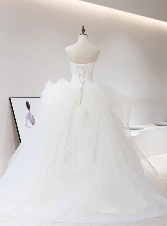 Beauty Wedding Dress Strapless Tulle Pleated Wedding Dress D3906