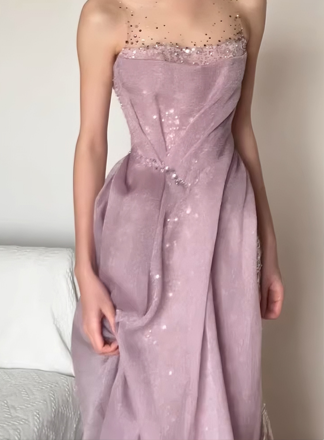 Beauty Prom Dress Crew Neck Pleated Gala Dress Evening Dress Formal Dress D4387