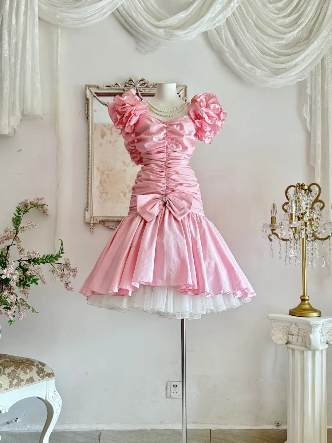 Beauty Homecoming Dress Off Shoulder Pleated Ruffle Short Prom Dress Birthday Party Outfits D4453
