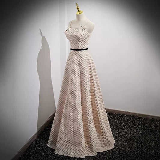 Simple A line Long Lace Prom Dresses SH228
