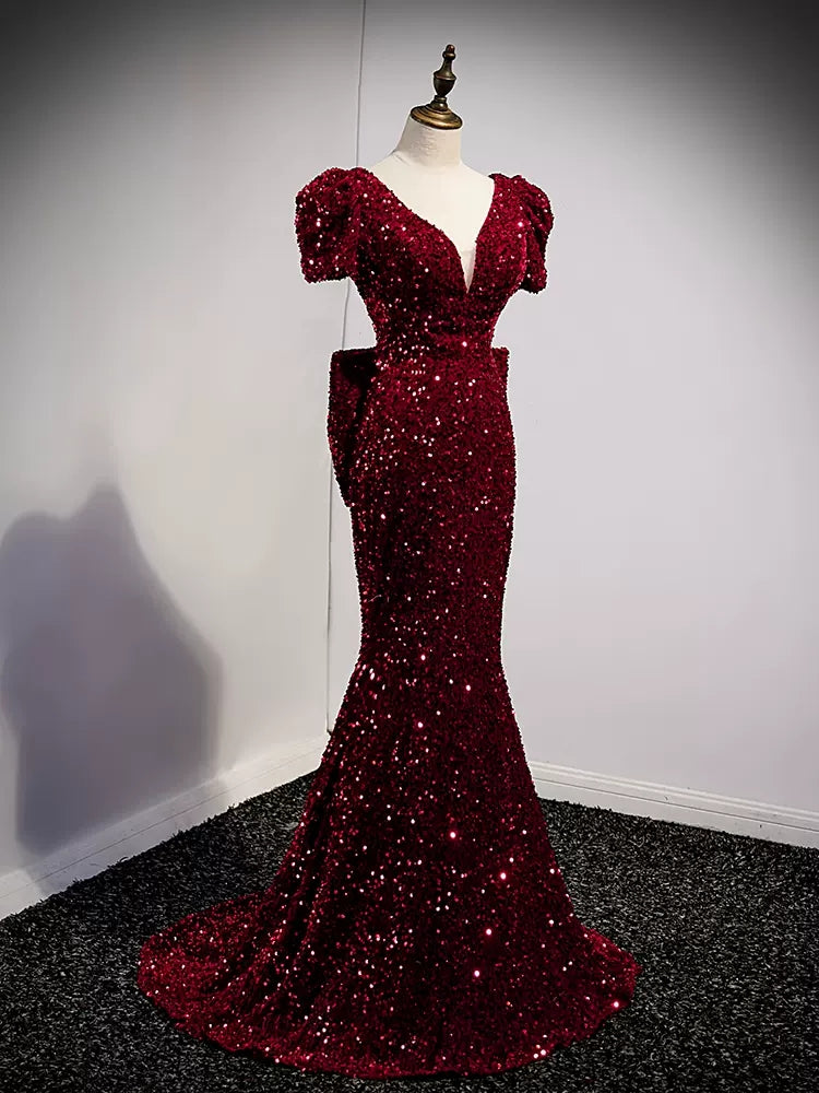Simple Sequin Mermaid Prom Dresses Sexy Evening Dress SH108