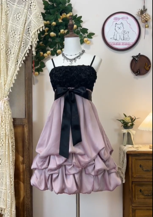 Unique Spaghetti Straps Rose Flowers Birthday Outfits Lavender A Line Homecoming Dress S459