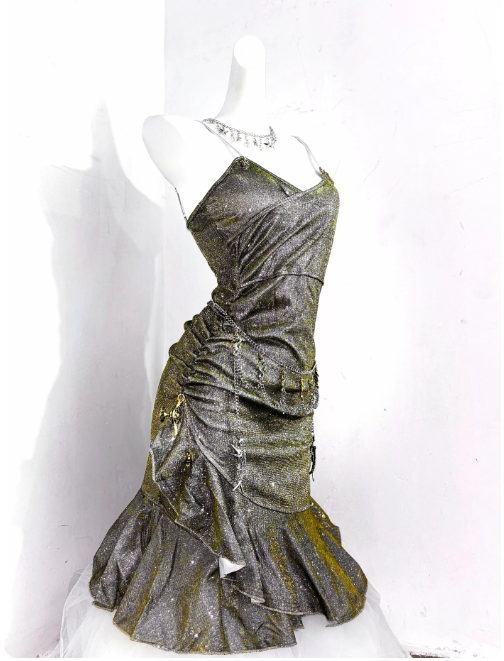 Chic Homecoming Dress Spaghetti Straps Sequins Pleated Prom Dress Back to School Outfits Party Dress D6118