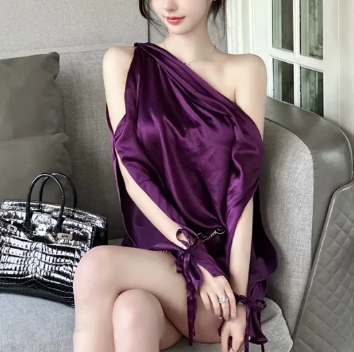 Elegant Homecoming Dress One Shoulder Prom Dress Back to School Outfits Party Dress D6265