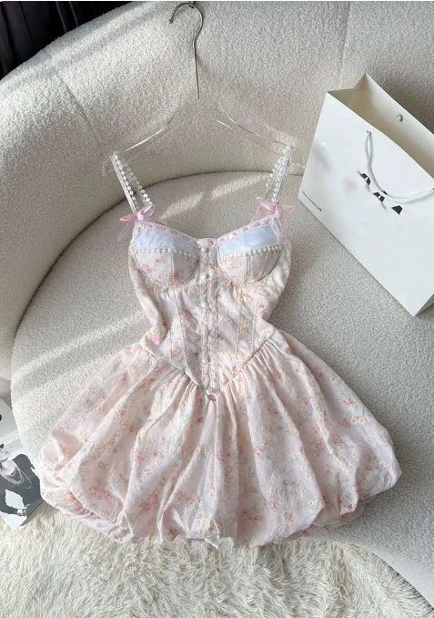 Cute Homecoming Dress Spaghetti Strap Pearl Prom Dress Back to School Outfits Party Dress D6291