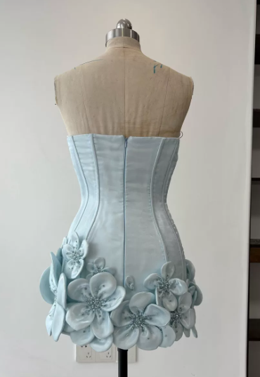 Chic Homecoming Dress Flower Beading Dress Back to School Outfits Party Dress D6333