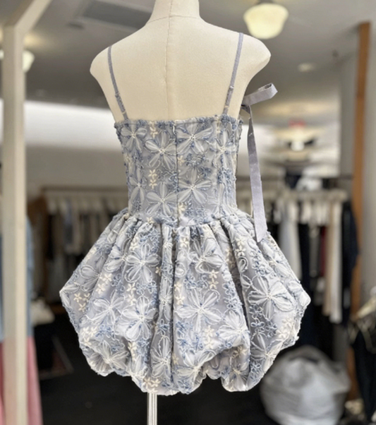 Elegant Homecoming Dress Spaghetti Strap Applique Back to School Outfits Party Dress D6568