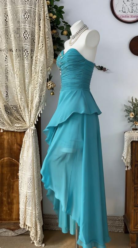 Chic Homecoming Dress Sweetheart Hi-Lo Rinestone Shirred Back to School Outfits Party Dress D6620