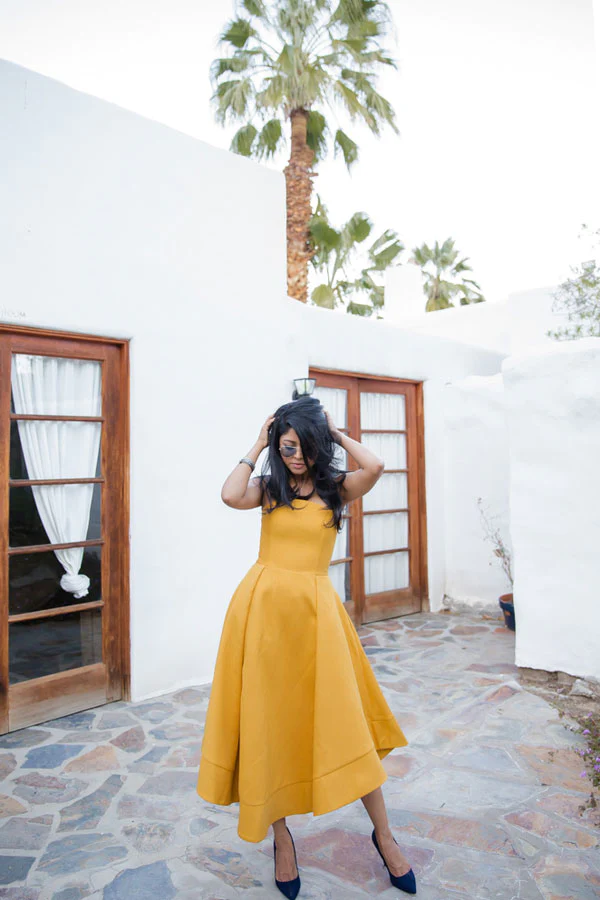 Simple yellow short prom dress, satin yellow evening dress fg3110
