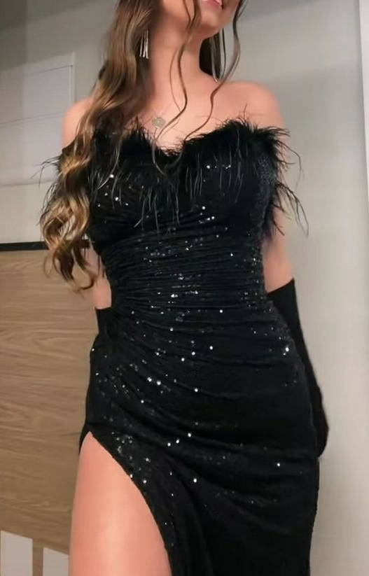 Black Sparkle Sequins Prom Dresses Formal Evening Gowns fg3164